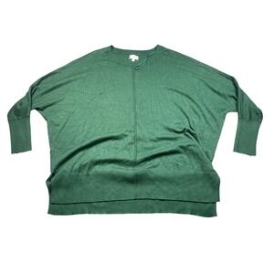 Wonderly Womens XL Green Oversized Sweater Dolman Sleeve Slouchy Tunic Pullover